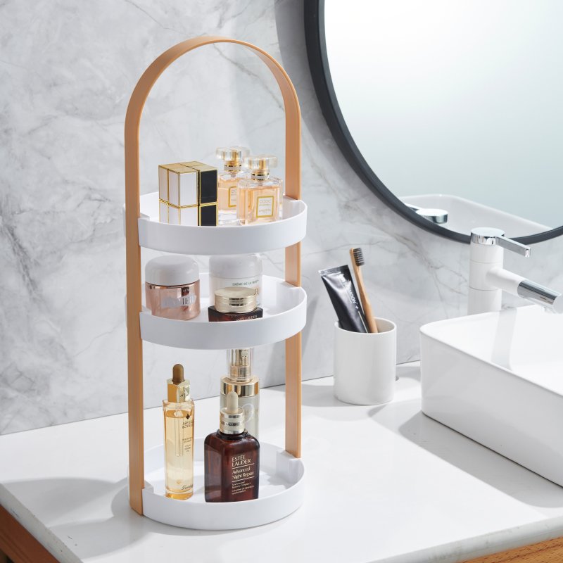 New Style 3-tier Portable Makeup Organizer for Vanity Countertop Jewelry Organizer with Handle
