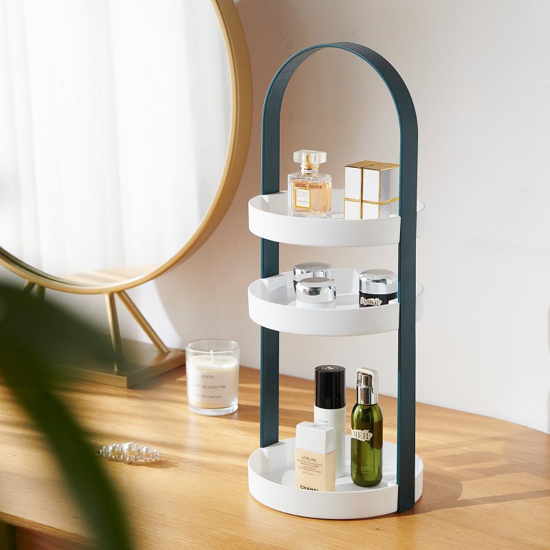 New Style 3-tier Portable Makeup Organizer for Vanity Countertop Jewelry Organizer with Handle