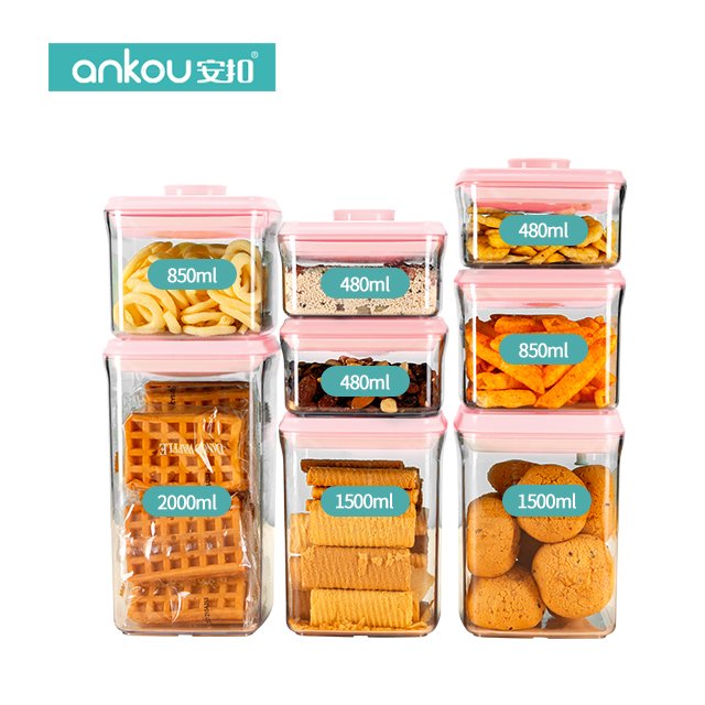 Cereal Rice Grain Tea Sugar Coffee Beans Acrylic Canister Airtight Dry Bulk Food Plastic Kitchen Storage Containers Set with Lid