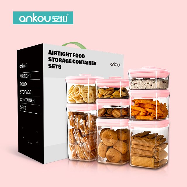 Cereal Rice Grain Tea Sugar Coffee Beans Acrylic Canister Airtight Dry Bulk Food Plastic Kitchen Storage Containers Set with Lid