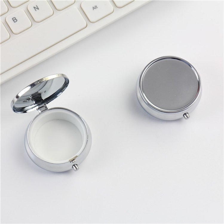 Small Golden Stainless Steel Zinc Alloy Round Metal Pill Box Easy to Carry Accept Custom Storage Box