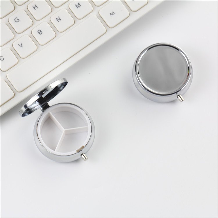 Small Golden Stainless Steel Zinc Alloy Round Metal Pill Box Easy to Carry Accept Custom Storage Box