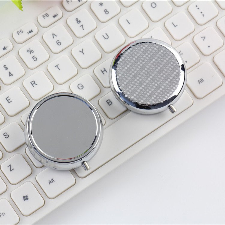 Small Golden Stainless Steel Zinc Alloy Round Metal Pill Box Easy to Carry Accept Custom Storage Box
