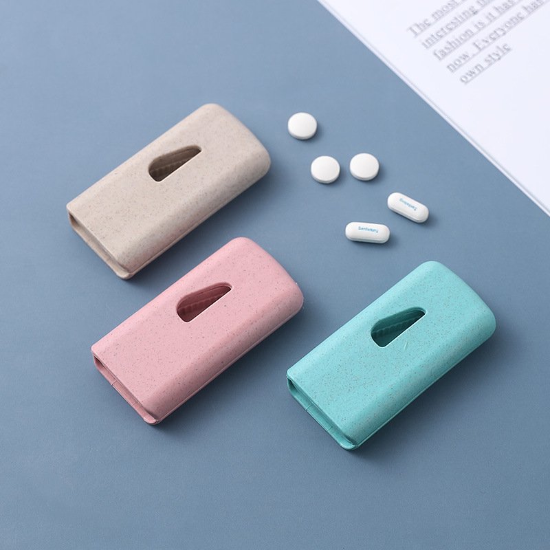 KYPL194 Factory Supply Wheat Pill Case with Cutter Medicine Storage Box