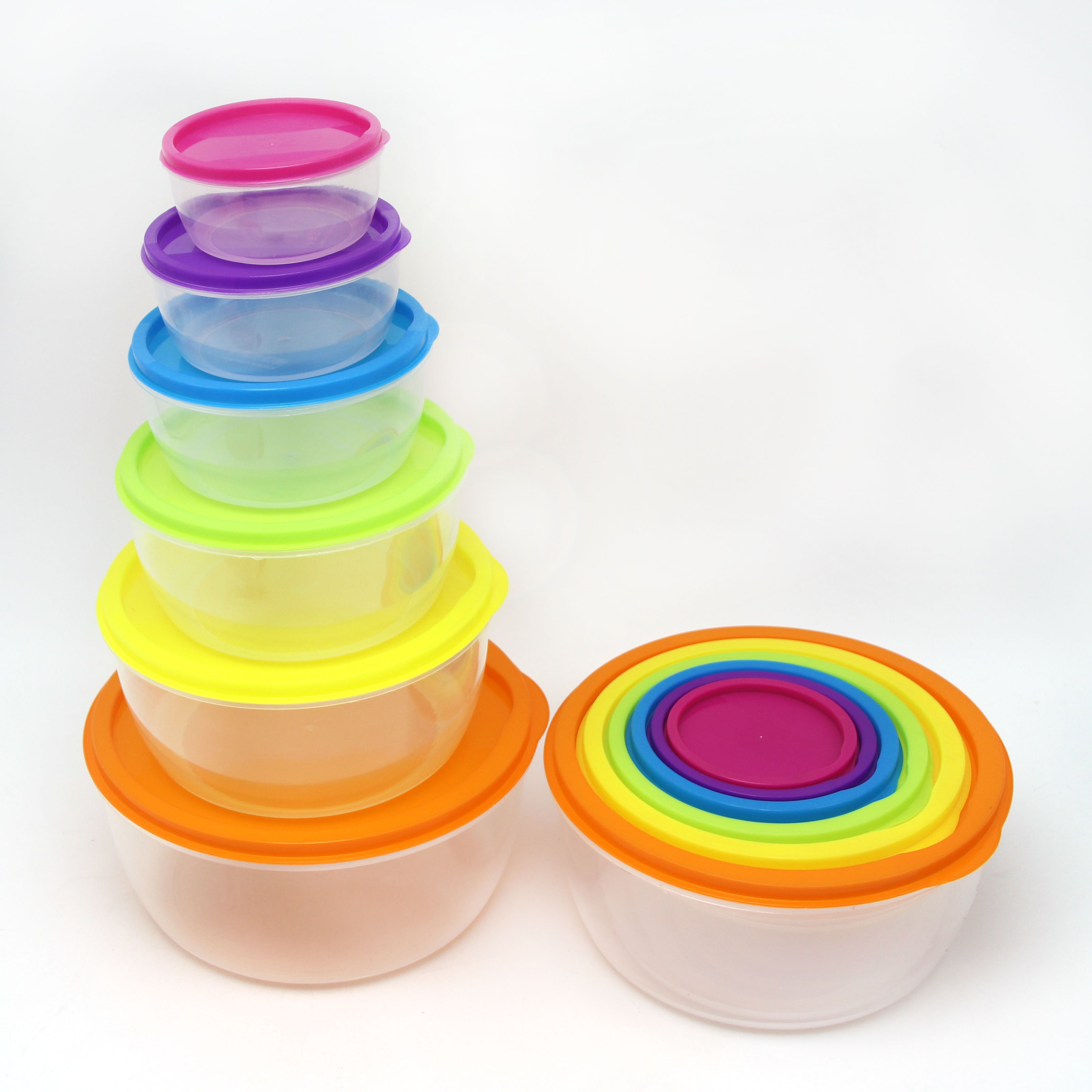 6 pieces food round organizer set storage box containers with lids food