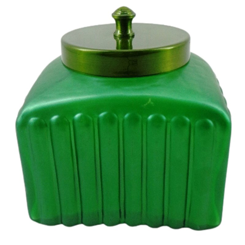 Home Decorative Metal & Glass Jar With Lid Green Transparent PC Container Jar For Table Top Kitchenware Decoration