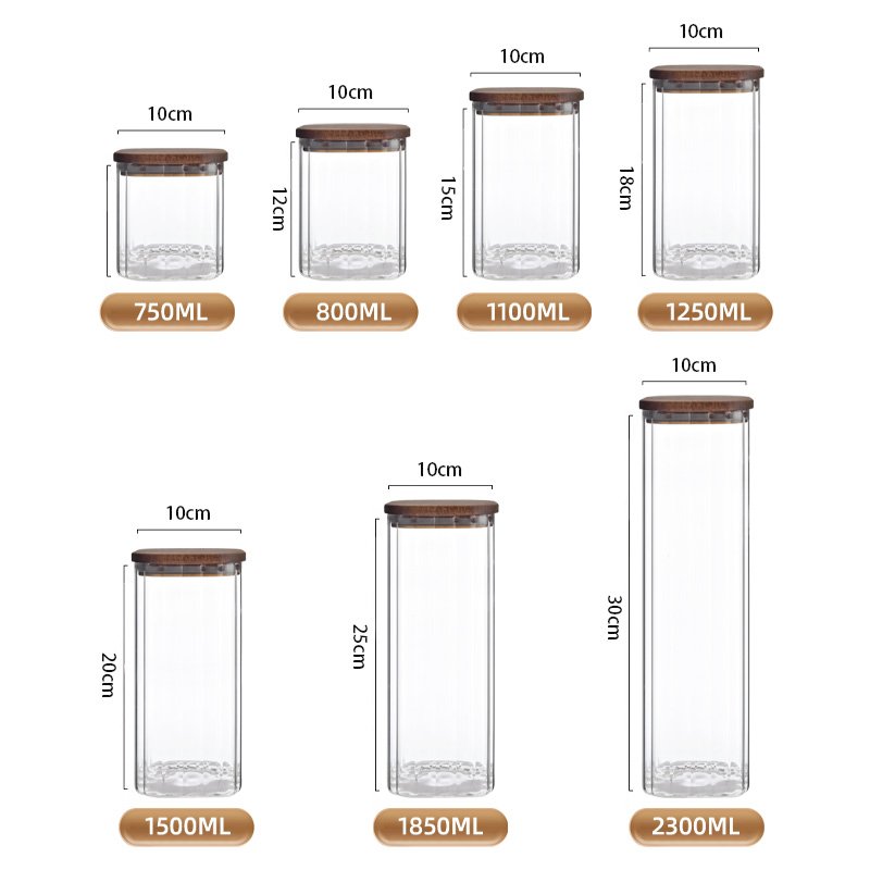 High Quality Kitchen Borosilicate wide mouth Container Glass Food Storage Jar With Wooden Acacia Top Lid