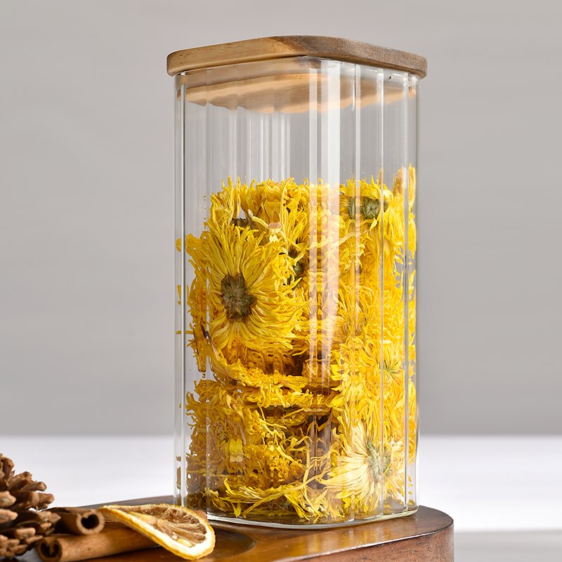 High Quality Kitchen Borosilicate wide mouth Container Glass Food Storage Jar With Wooden Acacia Top Lid