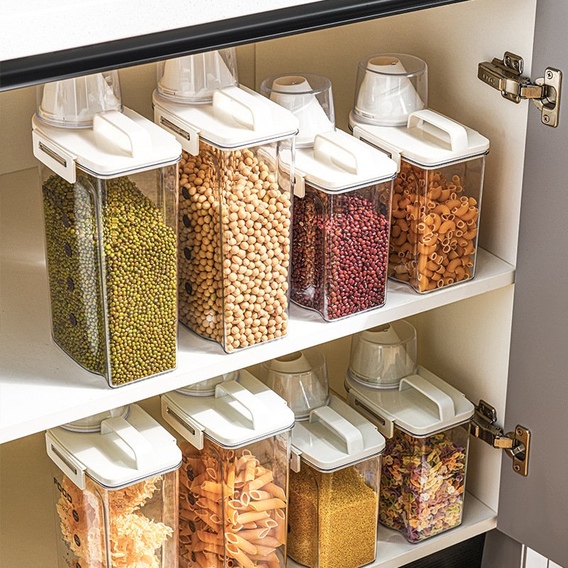 Home Use Food Storage for Snacks Grain Good Sealing Transparent with Measuring Cup Sealed Jar 1000/1800ml