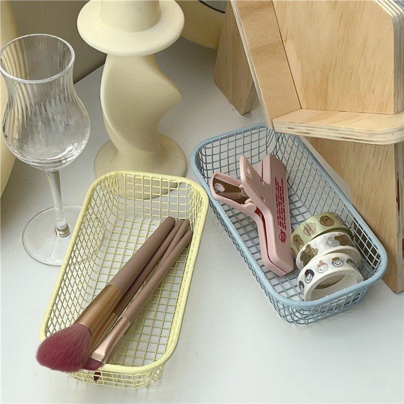 Desk sundry small objects storage basket Students office stationery storage box desktop iron finishing device