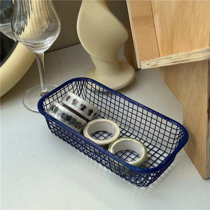 Desk sundry small objects storage basket Students office stationery storage box desktop iron finishing device