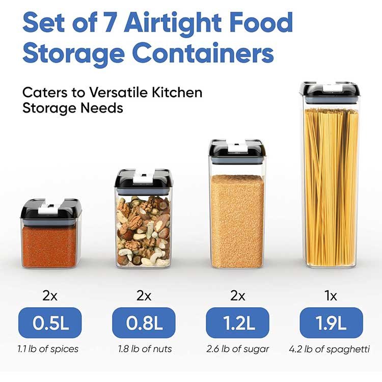 Kitchen & Pantry Sealed Food Storage Clear Container Set of 7 kitchen food storage plastic durable