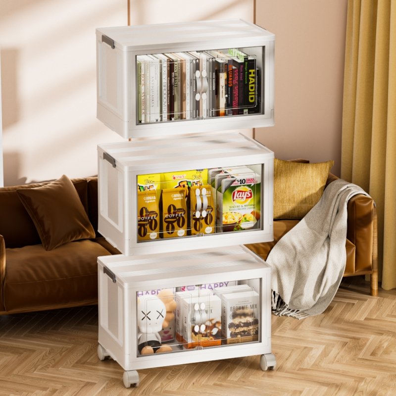 Quick Collapsible Storage Box Plastic Foldable Storage Container Sundry Organizer with Wheels Outdoor Storage Box Toy Organizer