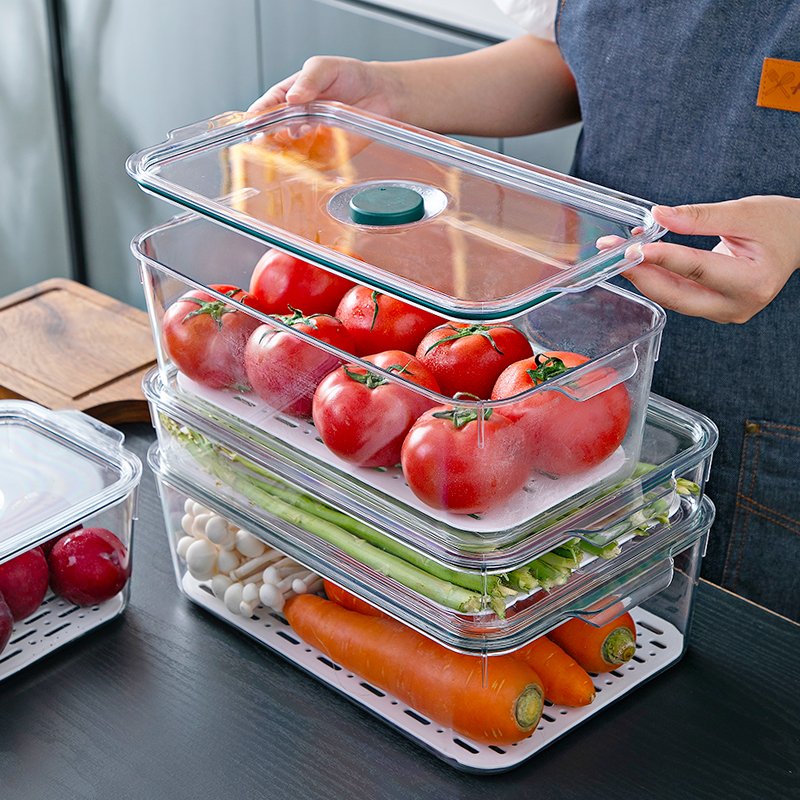 High quality refrigerator PET airtight food storage containers with lids