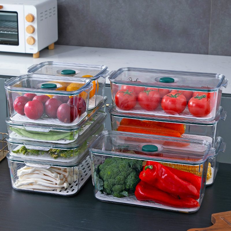 High quality refrigerator PET airtight food storage containers with lids