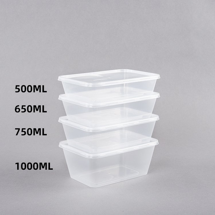 Customize 750ML pp transparent Food Lunch Box microwave safe plastic disposable food storage containers for food packaging