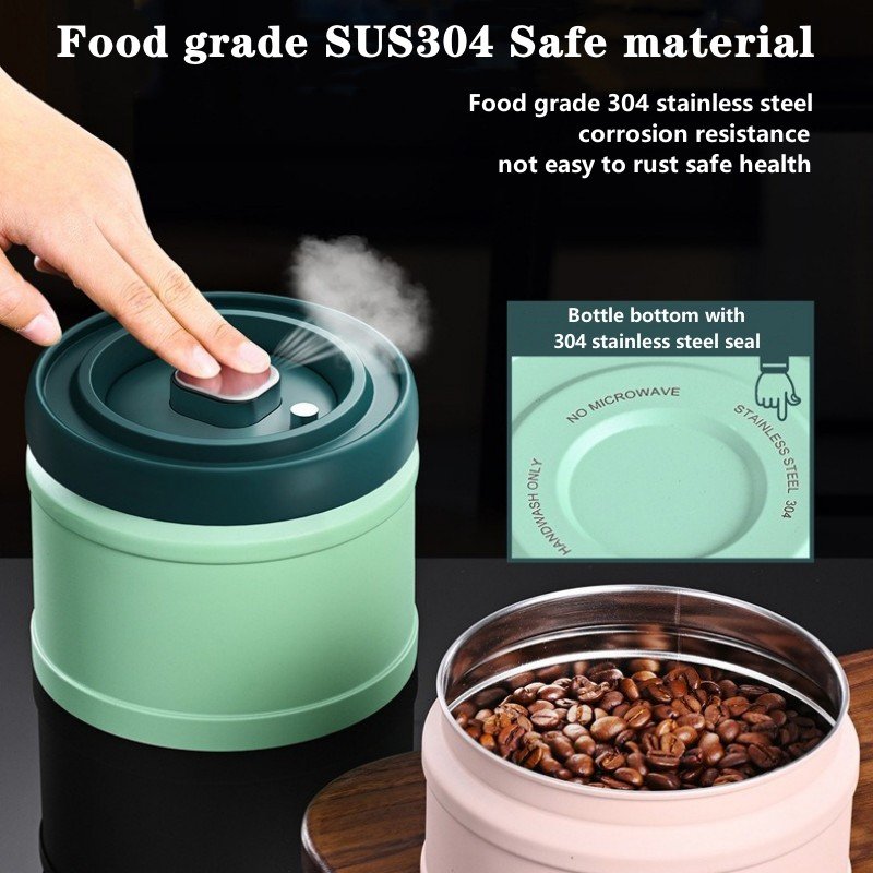 Household Coffee Storage Sealed Tank Press Vacuum Coffee Bean Stainless Steel Vacuum Crisper Coffee Bean Storage Containers
