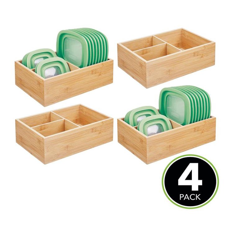 New creative kitchen condiment three-compartment storage box solid wood storage box