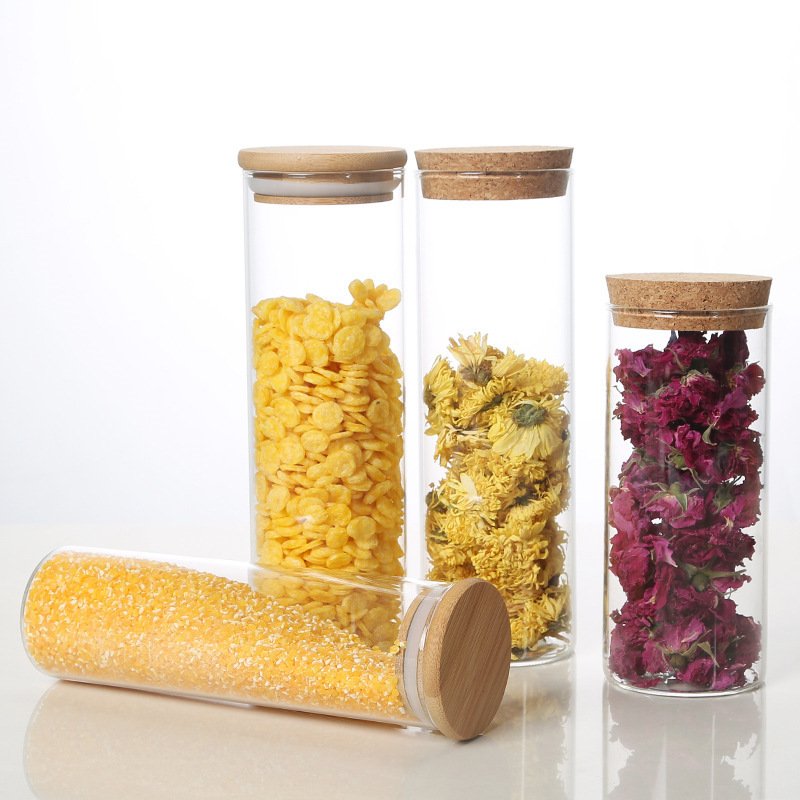 Kitchen Canisters Bamboo Lids Food Storage Jar Use Glass Clear Glass Home Christmas Luxury Space Valentine Custom Party Gifts
