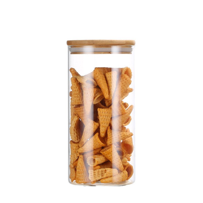 Kitchen Canisters Bamboo Lids Food Storage Jar Use Glass Clear Glass Home Christmas Luxury Space Valentine Custom Party Gifts