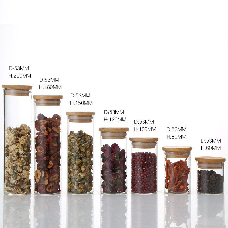 Kitchen Canisters Bamboo Lids Food Storage Jar Use Glass Clear Glass Home Christmas Luxury Space Valentine Custom Party Gifts