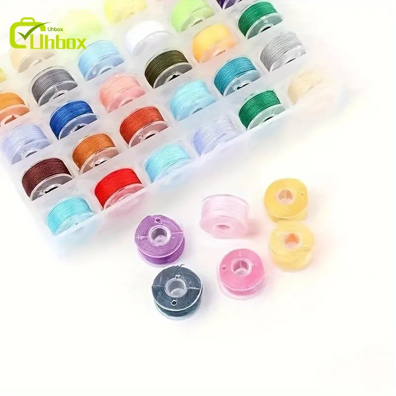 25-Grid Transparent Plastic Bobbin Storage Box Household Embroidery Sewing Thread Box Ribbon Lines And Sewing Thread
