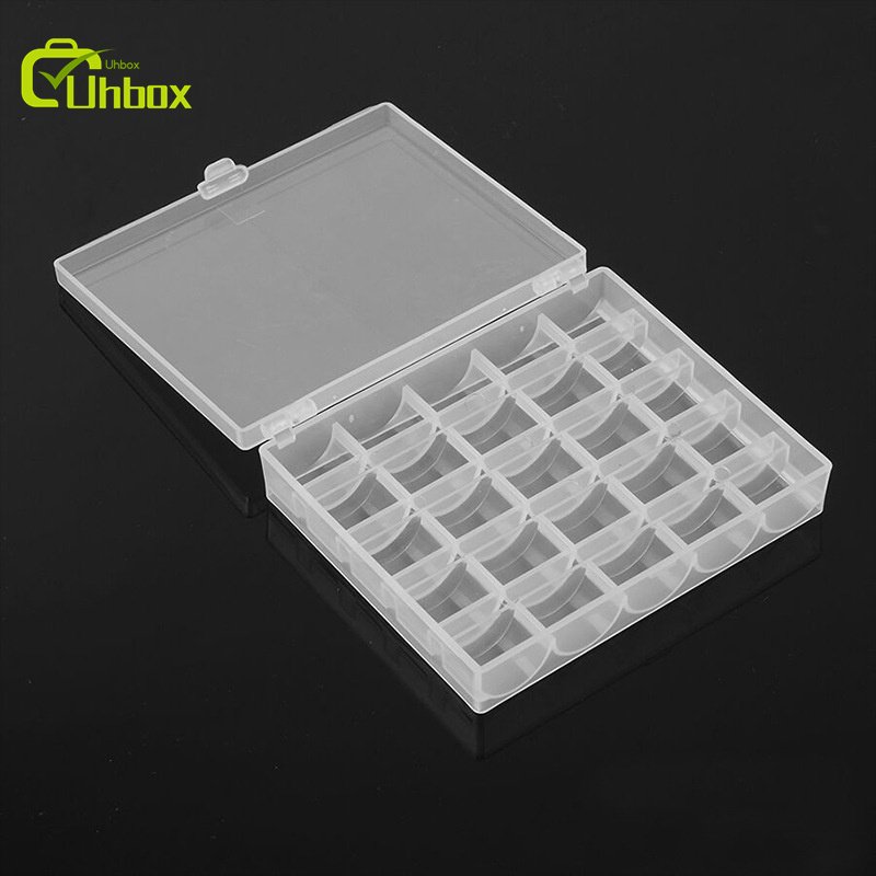 25-Grid Transparent Plastic Bobbin Storage Box Household Embroidery Sewing Thread Box Ribbon Lines And Sewing Thread