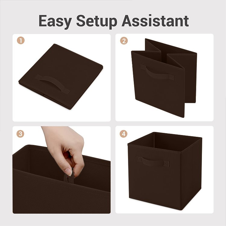 Wholesale 6 Pcs Black Non Woven Fabric Cube Storage Bins Organizer Cllapsible Clothes Storage Boxes