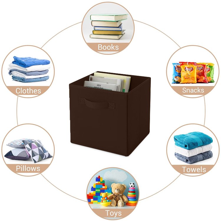 Wholesale 6 Pcs Black Non Woven Fabric Cube Storage Bins Organizer Cllapsible Clothes Storage Boxes