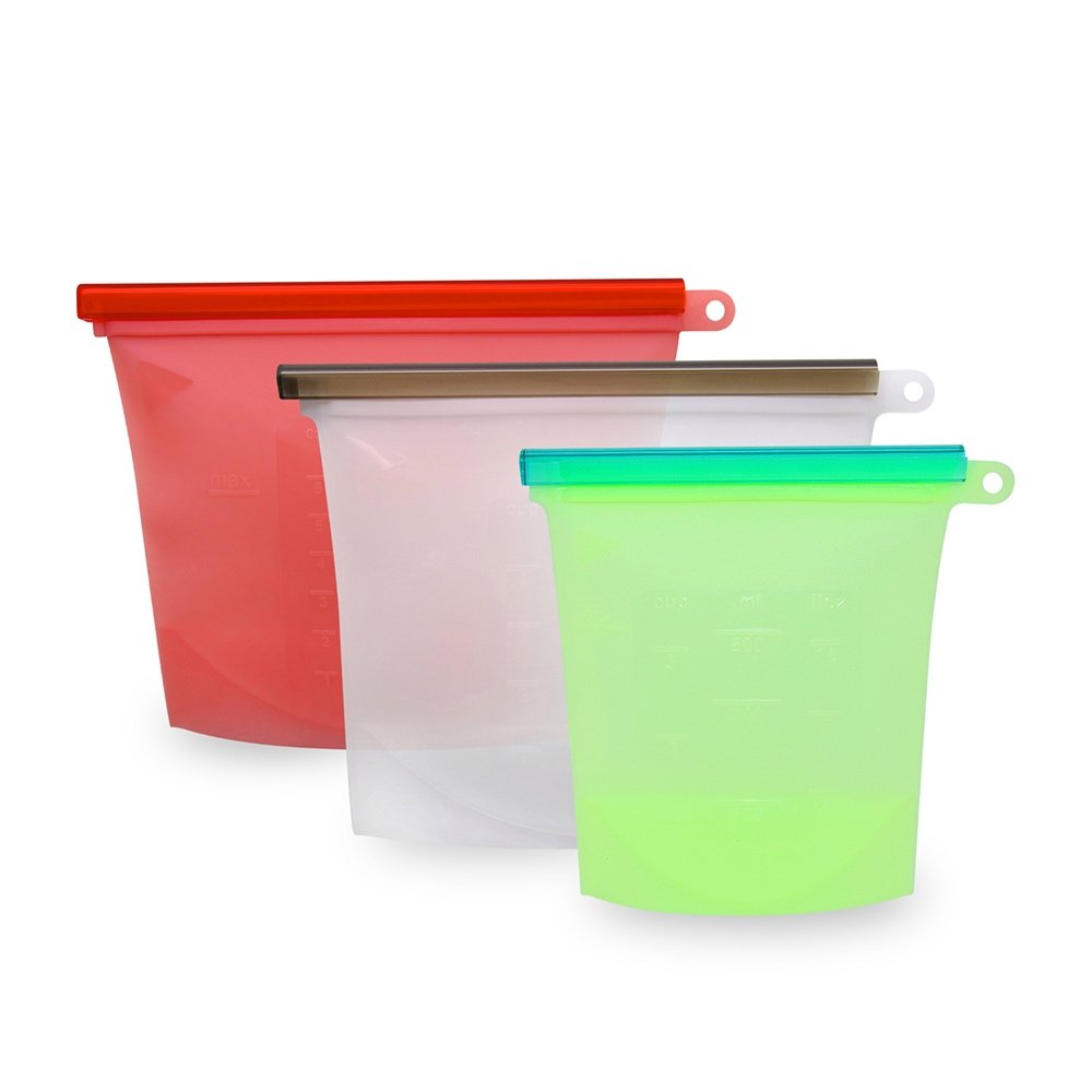 BHD Eco-friendly Platinum Silicone Food Container Reusable Storage Bag Leakproof Seal Silicone Food Bags