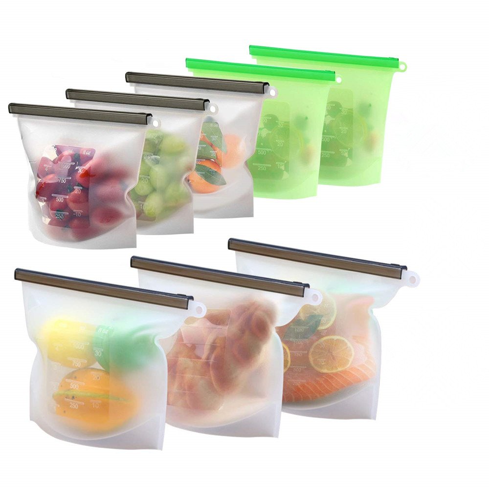 BHD Eco-friendly Platinum Silicone Food Container Reusable Storage Bag Leakproof Seal Silicone Food Bags