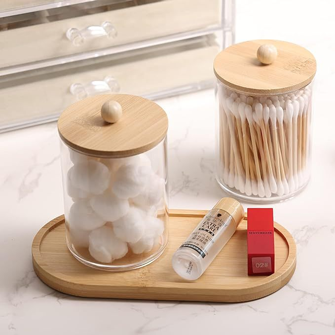 Organizer Clear Acrylic storage container box with Bamboo Lid