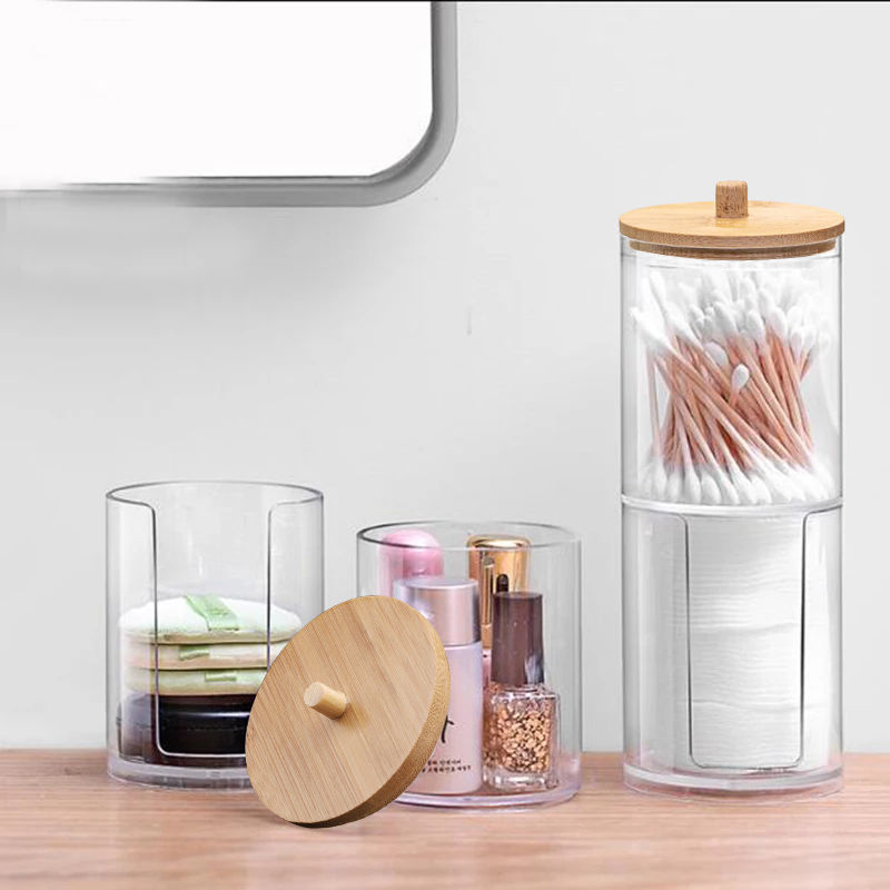Organizer Clear Acrylic storage container box with Bamboo Lid