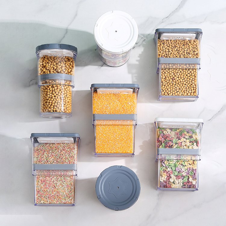 Sesame Airtight Plastic Sugar Flour Dry Food Cereal Kitchen Organizers Air Tight Dry Food Storage Container
