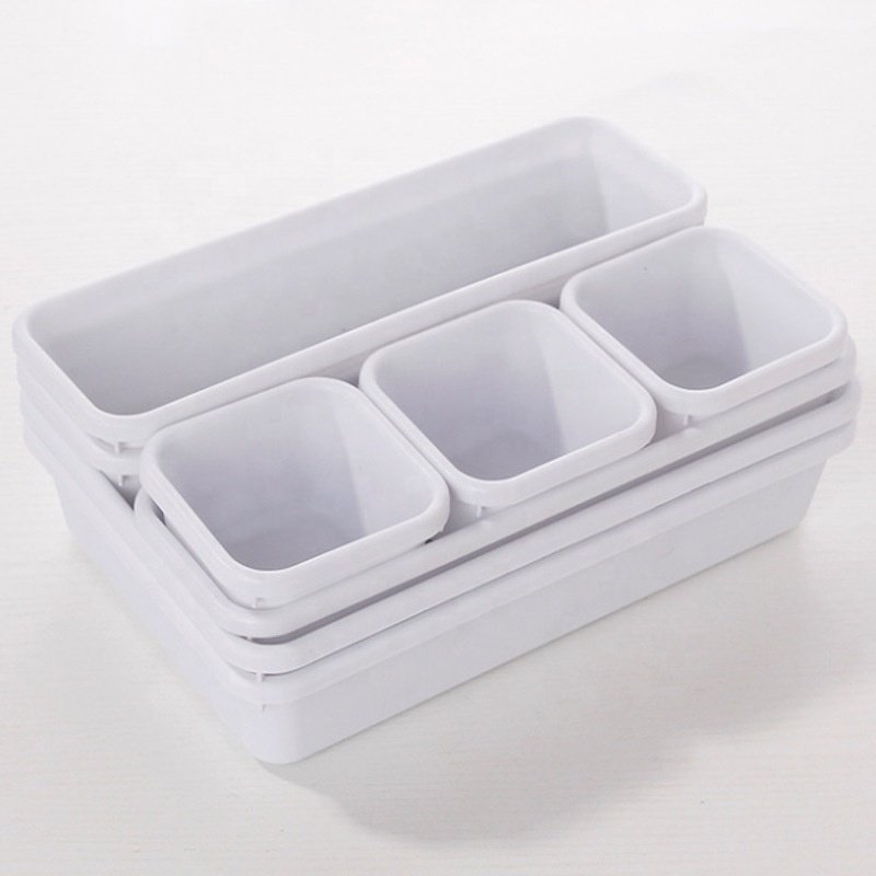 Hot Sale Drawer Divider Box Kitchen Cutlery Organizer Rectangular Plastic Desktop Cosmetic Storage Box