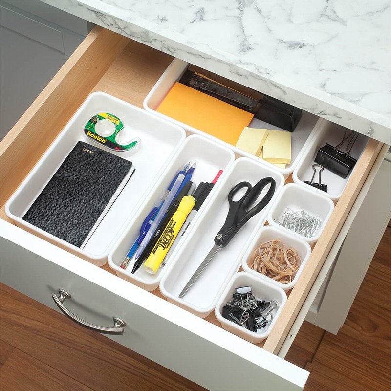 Hot Sale Drawer Divider Box Kitchen Cutlery Organizer Rectangular Plastic Desktop Cosmetic Storage Box