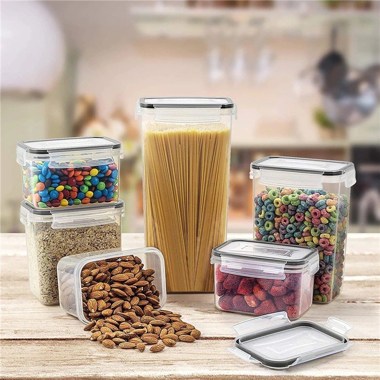 14pack Best Seller Dry Food Storage Container With Lid Airtight Clear Plastic Pantry Cereal Snack Food Kitchen Organizer