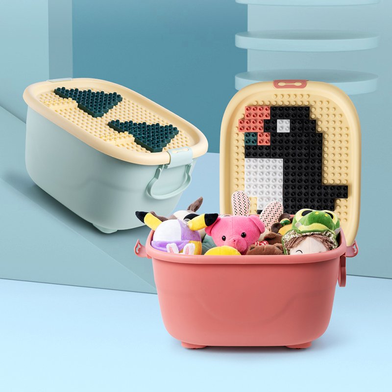 Home New Design Logo Model School Bus Building Blocks Kids Plastic Packaging Storage Boxes Rectangle Shape Toys Organization