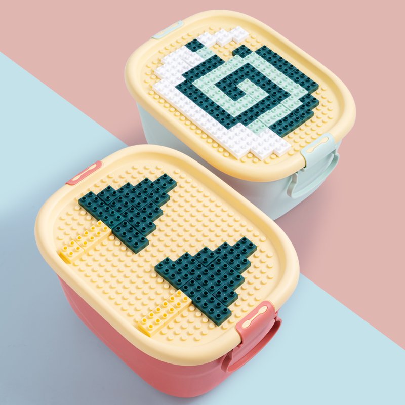 Home New Design Logo Model School Bus Building Blocks Kids Plastic Packaging Storage Boxes Rectangle Shape Toys Organization