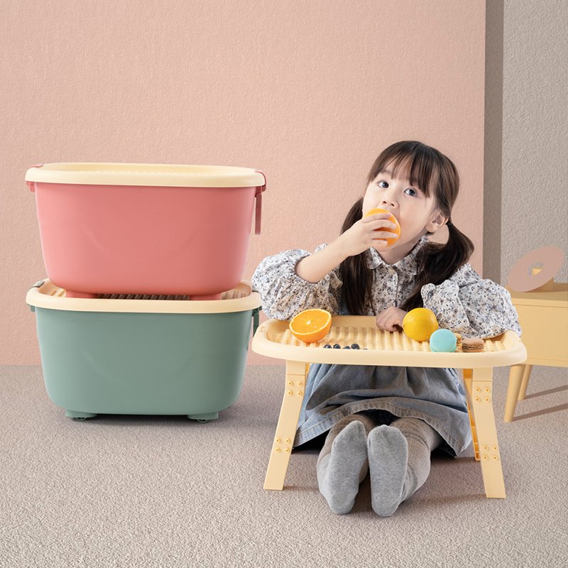 Home New Design Logo Model School Bus Building Blocks Kids Plastic Packaging Storage Boxes Rectangle Shape Toys Organization