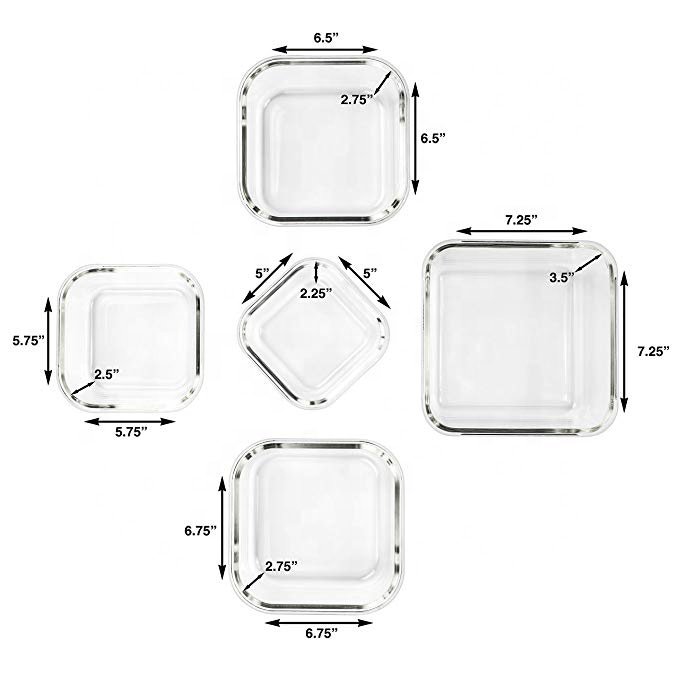 Hot Sell Square Glass Food Storage Container With Air Tight Lid