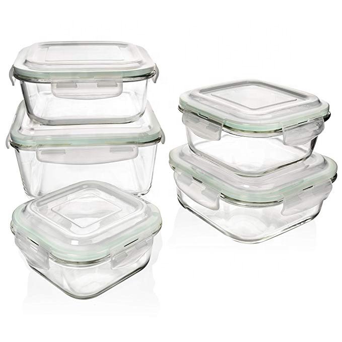 Hot Sell Square Glass Food Storage Container With Air Tight Lid