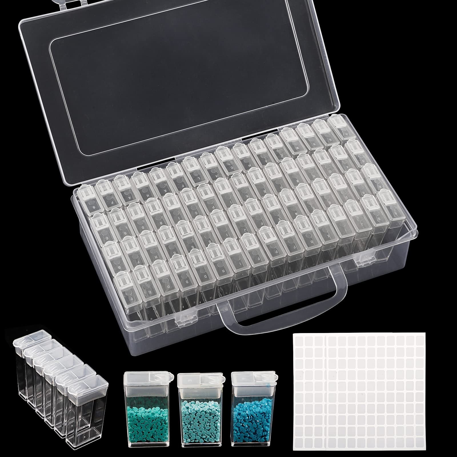 1pc 64 Slots Plastic Storage Box DIY Diamond Painting Beads Charms Jewelry Accessories Organizer Box Square Plastic Storage Box