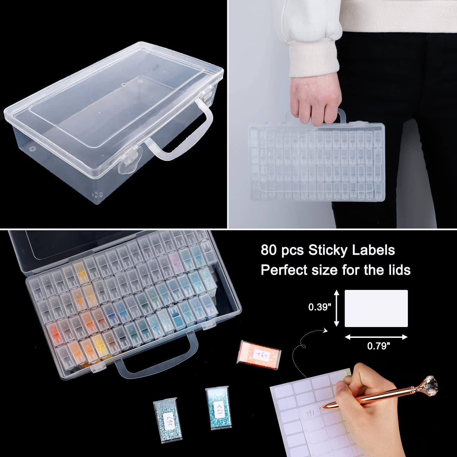 1pc 64 Slots Plastic Storage Box DIY Diamond Painting Beads Charms Jewelry Accessories Organizer Box Square Plastic Storage Box