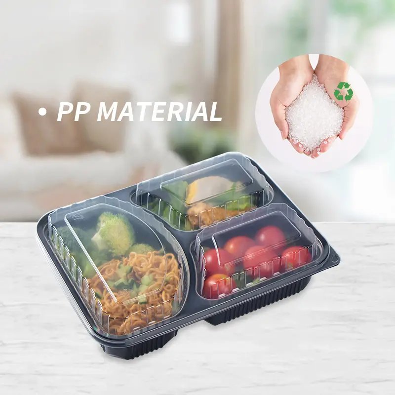 Logo Custom Leakproof Plastic Food Containers With Clear Lids Food Grade Stackable Meal Prep To Go Container