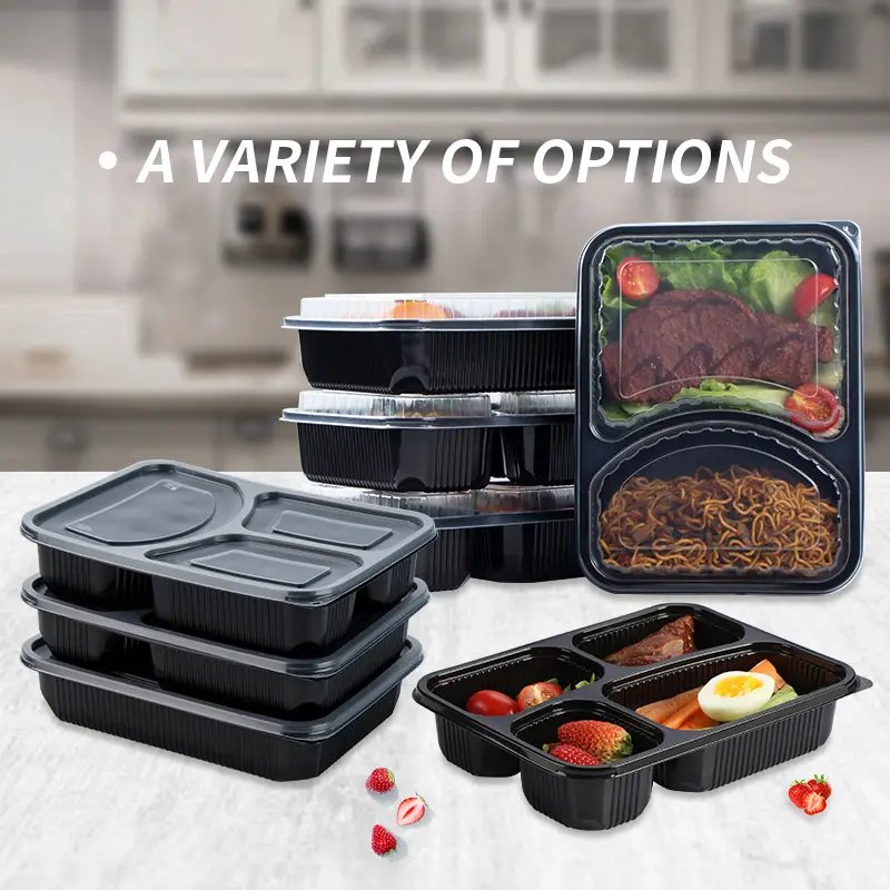 Logo Custom Leakproof Plastic Food Containers With Clear Lids Food Grade Stackable Meal Prep To Go Container