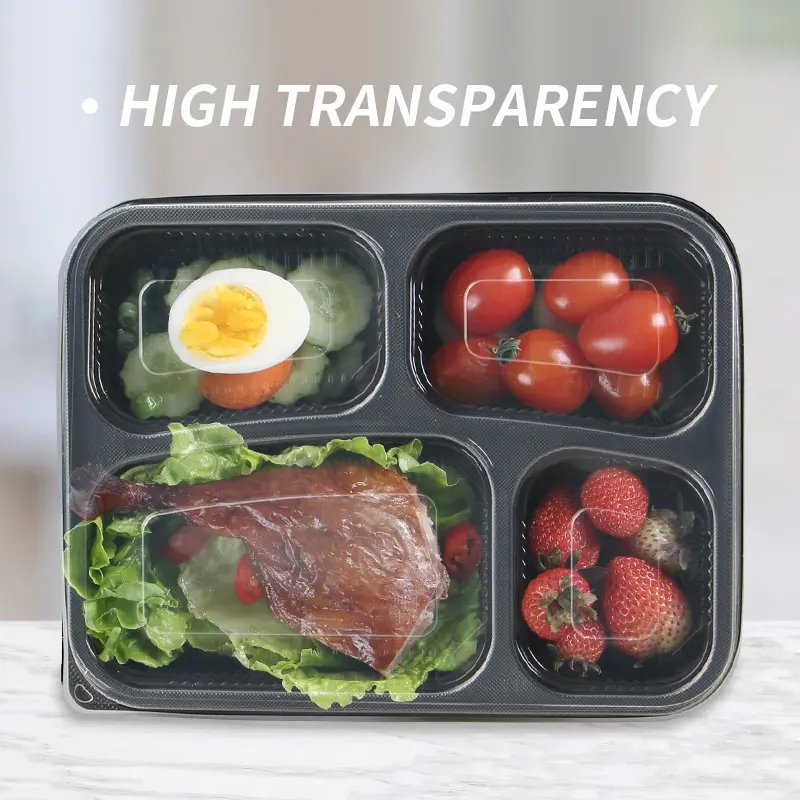 Logo Custom Leakproof Plastic Food Containers With Clear Lids Food Grade Stackable Meal Prep To Go Container