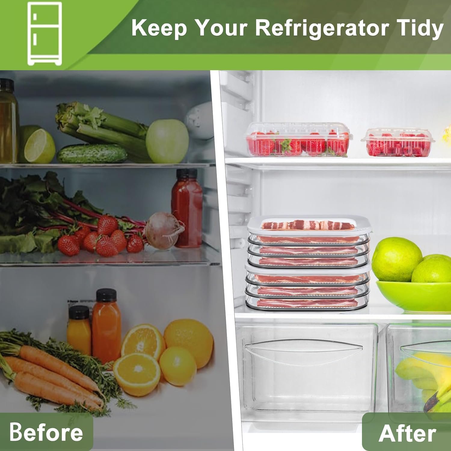 OEM New Design High Quality 3 Layers BPA Free Acrylic Plastic Foldable Food Storage Containers Refrigerator Organizer Boxes