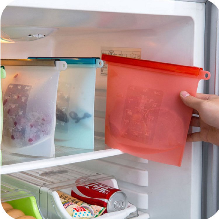 Reusable Food grade Good leakproofness Non-toxic BPA free Heat-resistent silicone reusable food storage bag