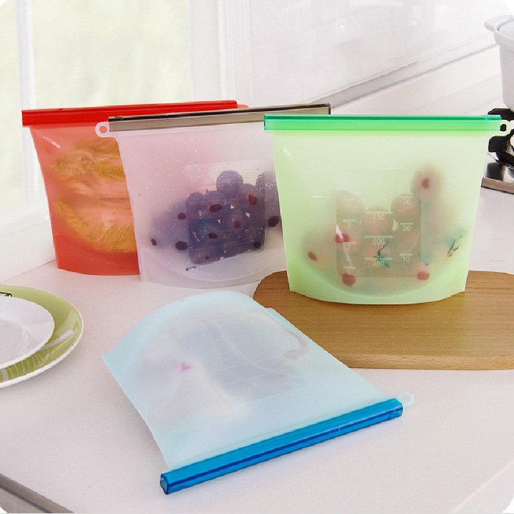 Reusable Food grade Good leakproofness Non-toxic BPA free Heat-resistent silicone reusable food storage bag